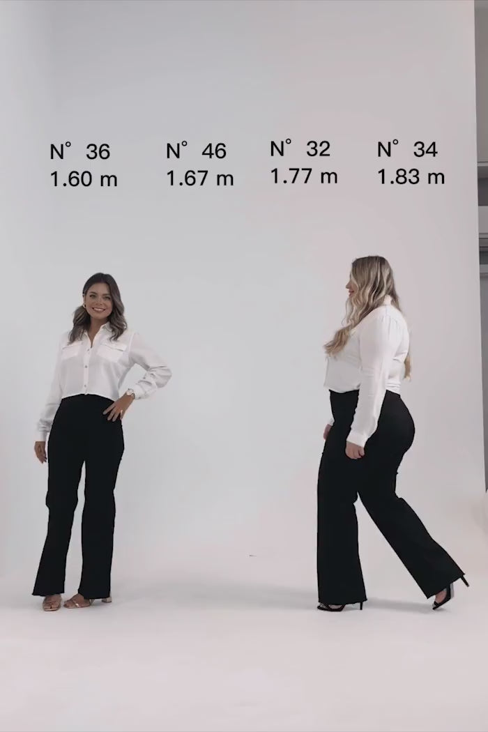 Calça Jeans Modeladora Wide Leg Preto Intenso Cós Super Alto