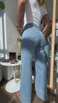 Stories de Calça Jeans de Rica Tecnológica Wide Leg Basic Cós Super Alto