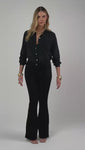 Stories de Calça Jeans Modeladora Flare Preto Intenso Cós Médio