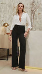 Stories de Calça Jeans Modeladora Wide Leg Preto Intenso Cós Super Alto