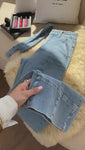 Stories de Calça Jeans de Rica Tecnológica Wide Leg Basic Cós Super Alto