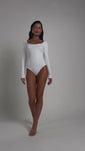Stories de Body Dupla Face Manga Longa Branco com Nude