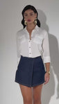 Stories de Shorts Saia Jeans Escuro