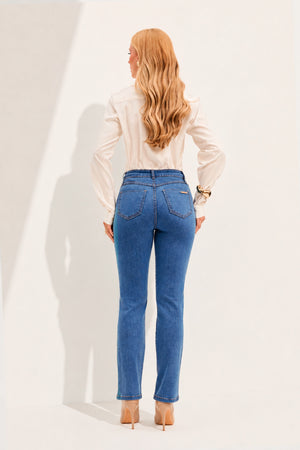 Calça Jeans Reta Modeladora Linea Cintura Média