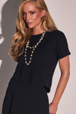 Blusa Ampla Manga Curta Comfort Office Preta