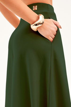 Saia Midi Evasê Comfort Office Verde