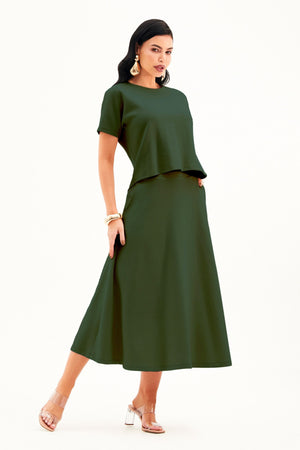 Blusa Ampla Manga Curta Comfort Office Verde