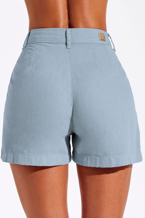 Shorts Alfaiataria de Linho Térmico Dunas Azul Claro
