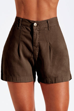 Shorts Alfaiataria de Linho Térmico Dunas Coffee