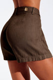 Shorts Alfaiataria de Linho Térmico Dunas Coffee