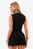 Shorts Alfaiataria de Linho Térmico Dunas Preto