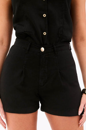 Shorts Alfaiataria de Linho Térmico Dunas Preto
