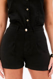 Shorts Alfaiataria de Linho Térmico Dunas Preto