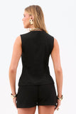Shorts Alfaiataria de Linho Térmico Dunas Preto