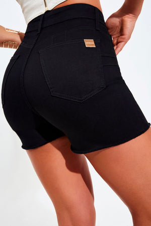 Shorts Jeans Modelador Preto Intenso Cós Médio