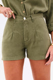 Shorts Alfaiataria de Linho Térmico Dunas Verde Militar