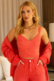 Cropped de Linho Térmico Dunas Vermelho Vibrante