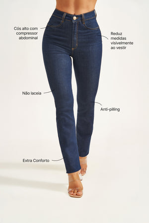 Calça Jeans Ultra Modeladora Reta Cós Alto