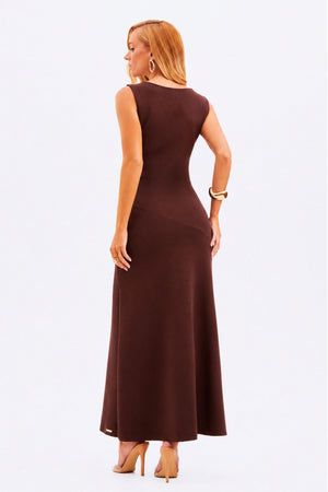 Vestido Longo Comfort Office Coffee