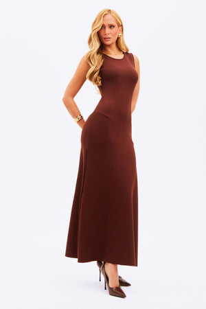 Vestido Longo Comfort Office Coffee