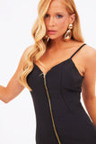 Vestido Curto com Zíper Frontal Glam Preto
