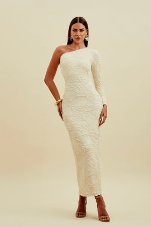 Vestido Ombro Único Perfect Stretch Off White
