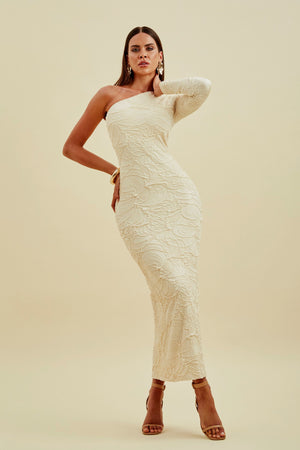 Vestido Ombro Único Perfect Stretch Off White