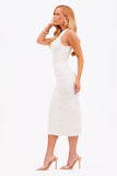 Vestido Perfect Stretch Decote Fechado Midi Off White