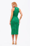 Vestido Perfect Stretch Decote Fechado Midi Verde