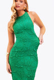 Vestido Perfect Stretch Decote Fechado Midi Verde