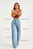 Calça Jeans Modeladora Basic Wide Leg Cós Super Alto