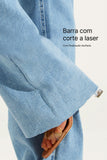 Calça Jeans Modeladora Basic Wide Leg Cós Super Alto