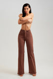 Calça Jeans Modeladora Coffee Wide Leg Cós Super Alto