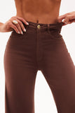 Calça Jeans Modeladora Coffee Wide Leg Cós Super Alto