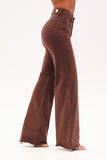Calça Jeans Modeladora Coffee Wide Leg Cós Super Alto