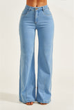 Calça Jeans Modeladora Wide Leg Com Amarração Cós Médio