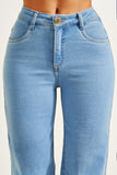 Calça Jeans Modeladora Wide Leg Com Amarração Cós Médio