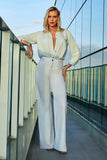 Calça Jeans Modeladora Milagrosa Wide Leg Cós Super Alto Barra Corte a Laser Branca