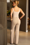 Calça Jeans Modeladora Nude Wide Leg Cós Super Alto