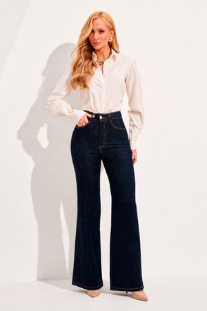 Calça Jeans Wide Leg Ultra Modeladora Cintura Alta Barra Tradicional